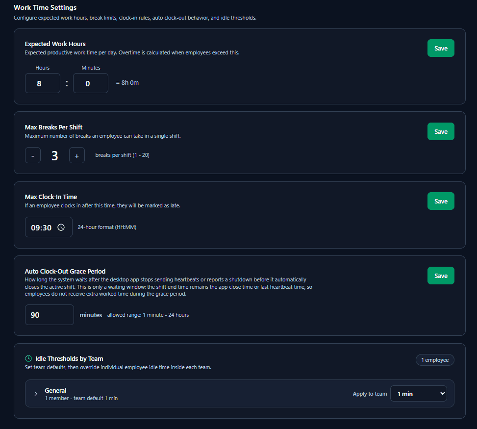 Configure work time rules